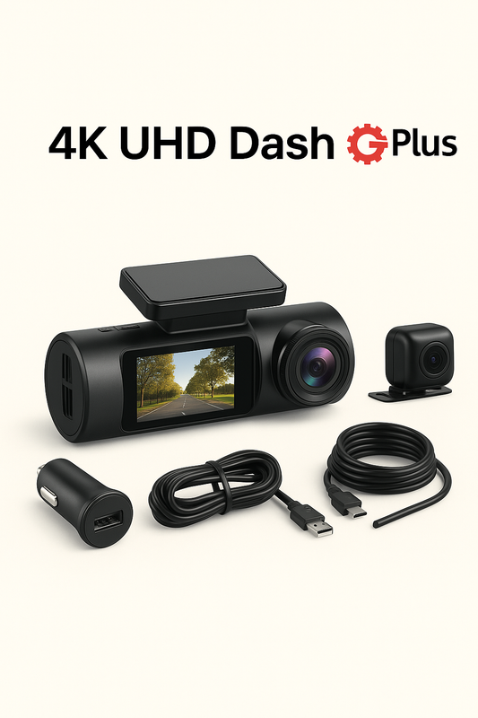 كاميرا داش 4K UHD للسيارات – عدستين، رؤية ليلية، GPS،
